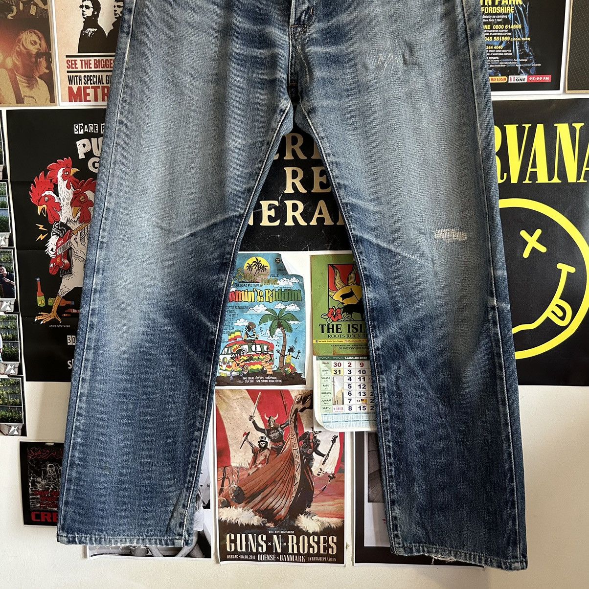 Edwin Vintage Function Edwin EZ502 Washed Blue Distressed Denim Size US 32 / EU 48 - 3 Thumbnail