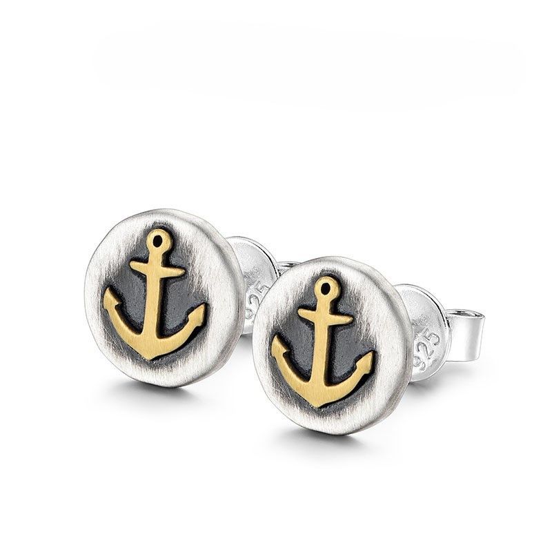 Jewelry Sailor ship anchor Dark Earrings One Pairs Chrome Jewelry Size ONE SIZE - 2 Thumbnail