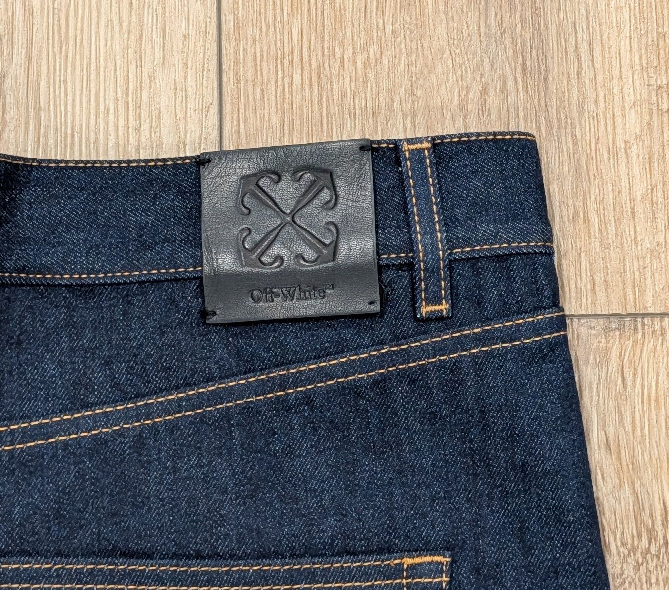 Off-White OFF-WHITE 90s Logo Baggy Jeans Raw Blue/Gold 36 Size US 36 / EU 52 - 7 Thumbnail