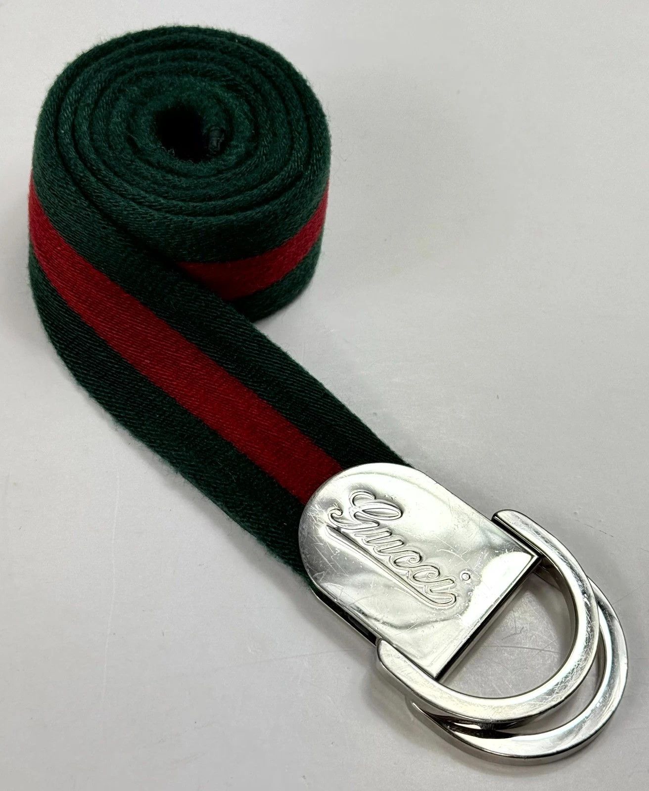 GUCCI sherry line d-ring striped belt display picture 2