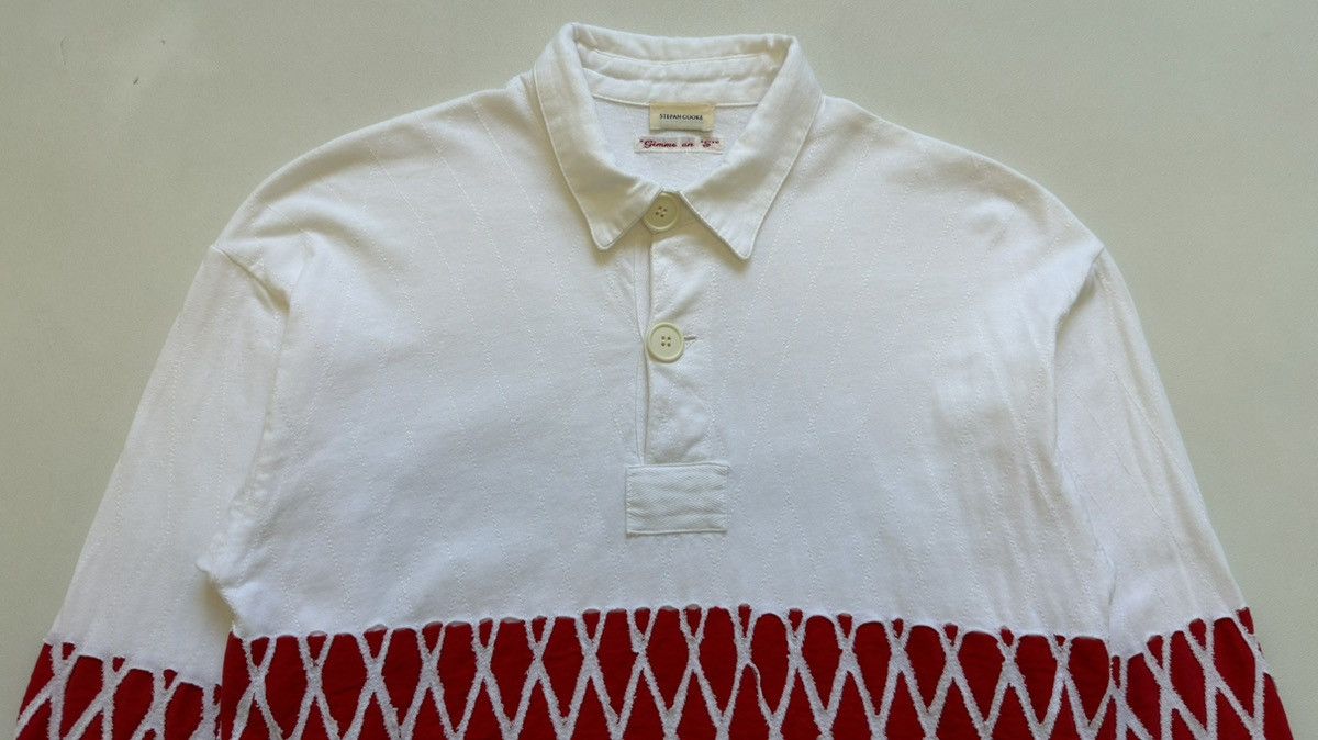 Stefan Cooke White/Red Cotton ‘Slashed’ Rugby Shirt Size US M / EU 48-50 / 2 - 3 Thumbnail