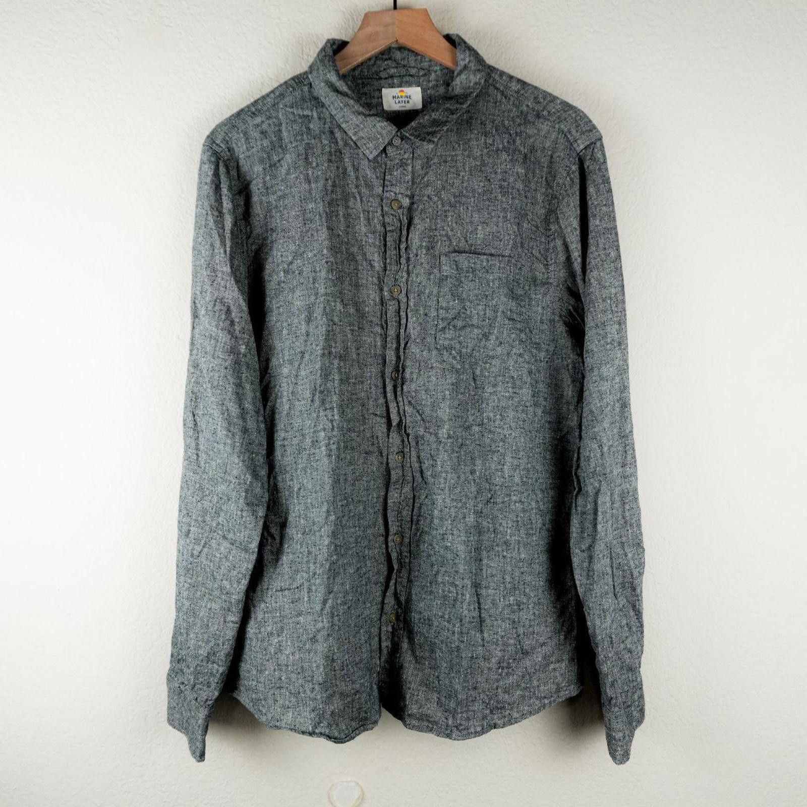 Marine Layer Marine Layer Shirt Men's L Grey Hemp Blend Button Up Size US L / EU 52-54 / 3 - 1 Thumbnail