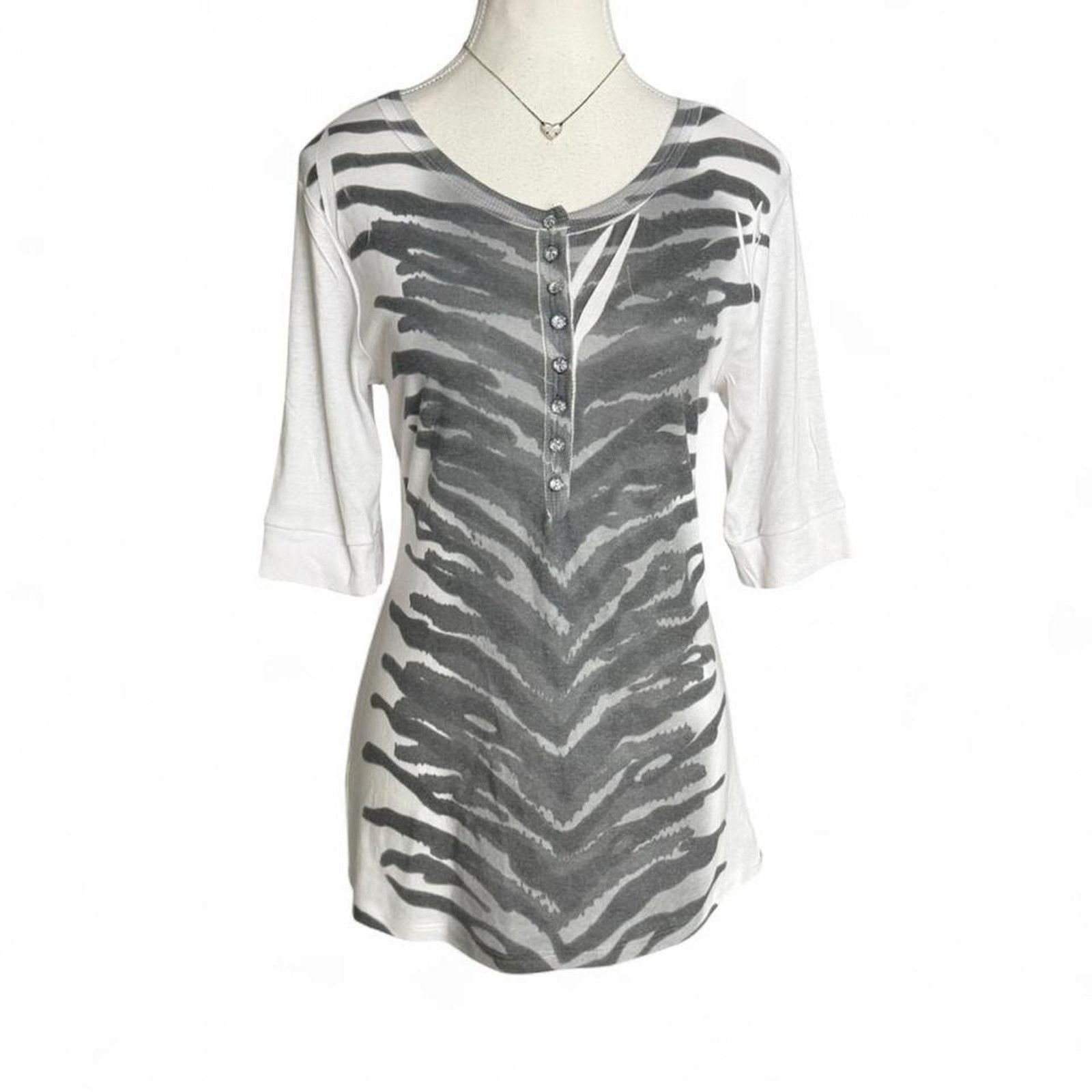 Other INC International Concepts white grey zebra print Size L Size L / US 10 / IT 46 - 1 Thumbnail
