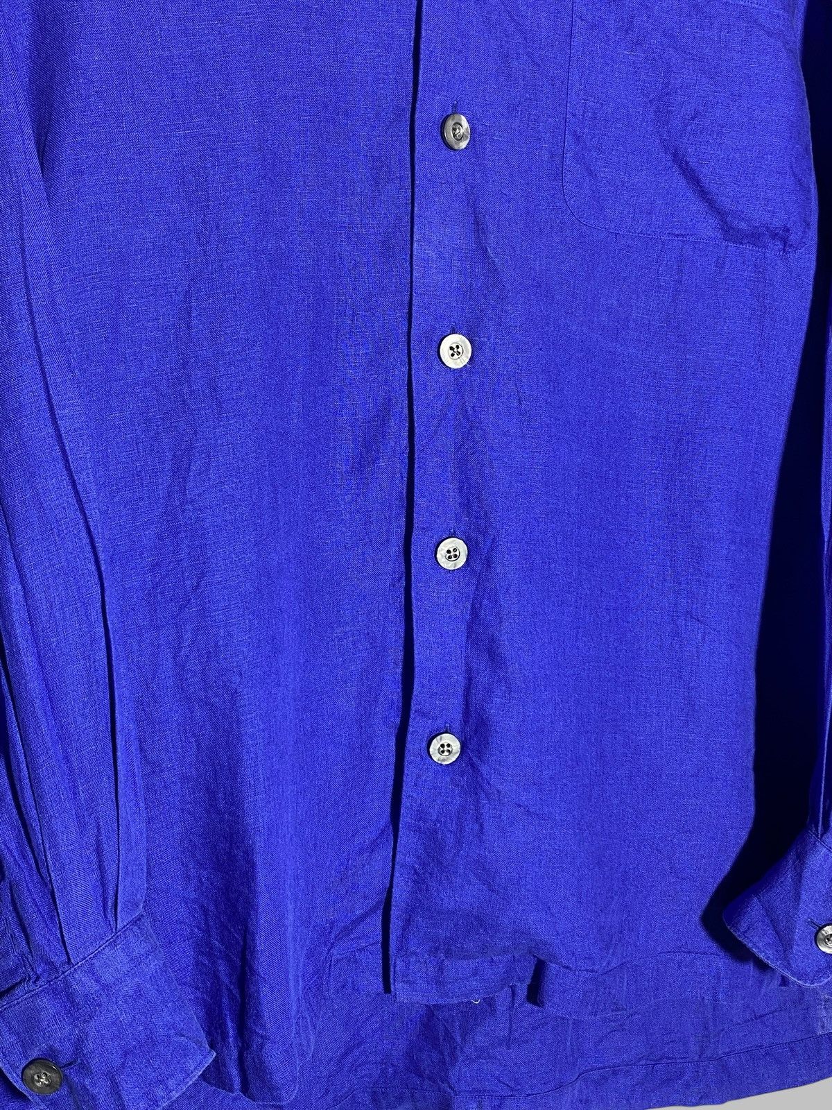 Kenzo Vintage Kenzo Homme Royal Blue Linen Shirt Old Money Size US L / EU 52-54 / 3 - 4 Thumbnail