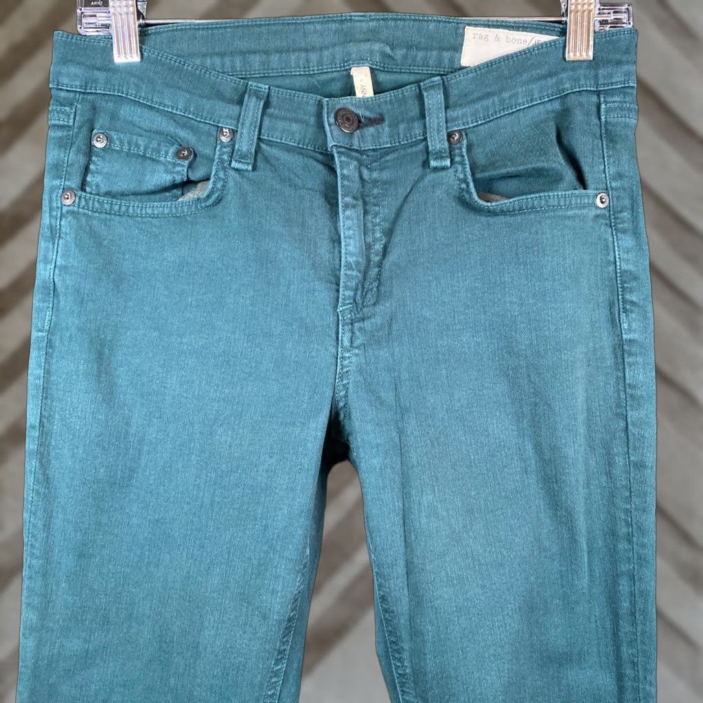 Rag & Bone Rag & Bone Womens Jeans Green Cotton Blend Mid Rise Skinny 28 Jeans Slim Stretch Check 30in Waist Womens Size 28" / US 6 / IT 42 - 1 Thumbnail