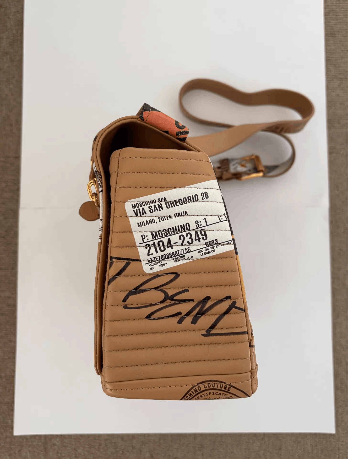 Moschino Moschino Beige Printed Shoulder Bag Ｑ21 Size ONE SIZE - 5 Thumbnail