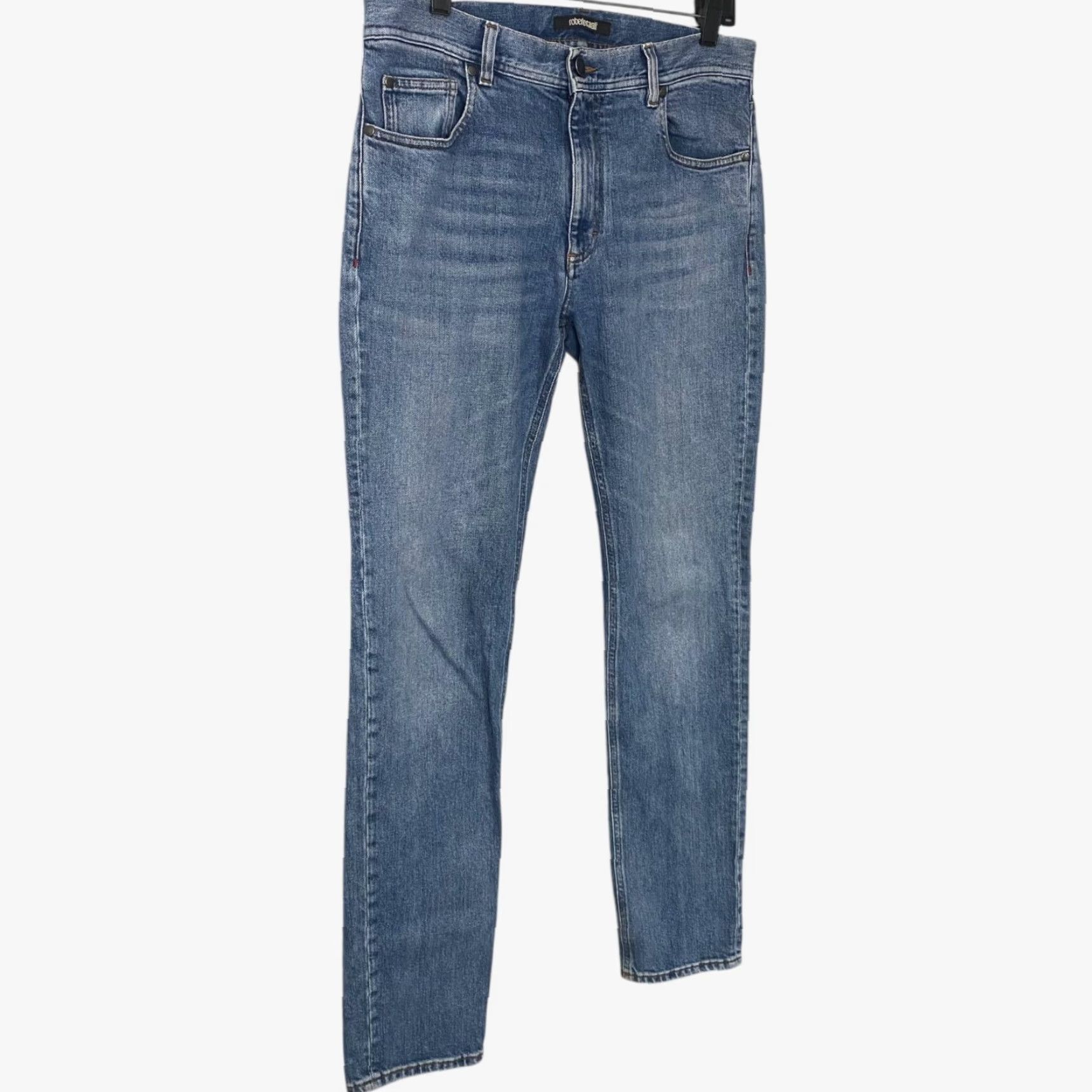 Roberto Cavalli VINTAGE Roberto Cavalli Firenze Slim-Fit Denim Jeans Blue Light Wash Men 32 Inseam 32 5-Pocket City Logo Designer Italy Size US 32 / EU 48 - 3 Thumbnail