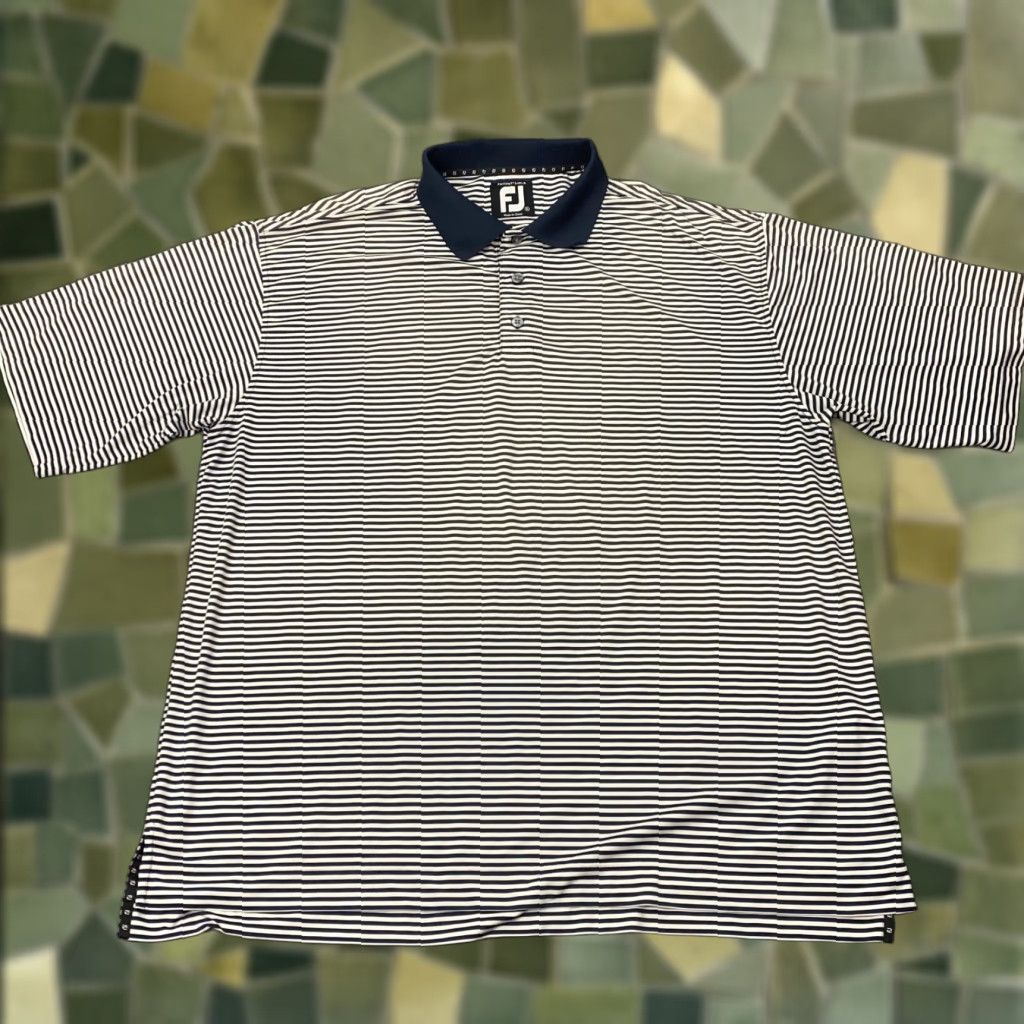 Footjoy FootJoy Polo Mens XL Blue Striped Lisle Relaxed Stretch Shirt Golf Size US XL / EU 56 / 4 - 1 Thumbnail