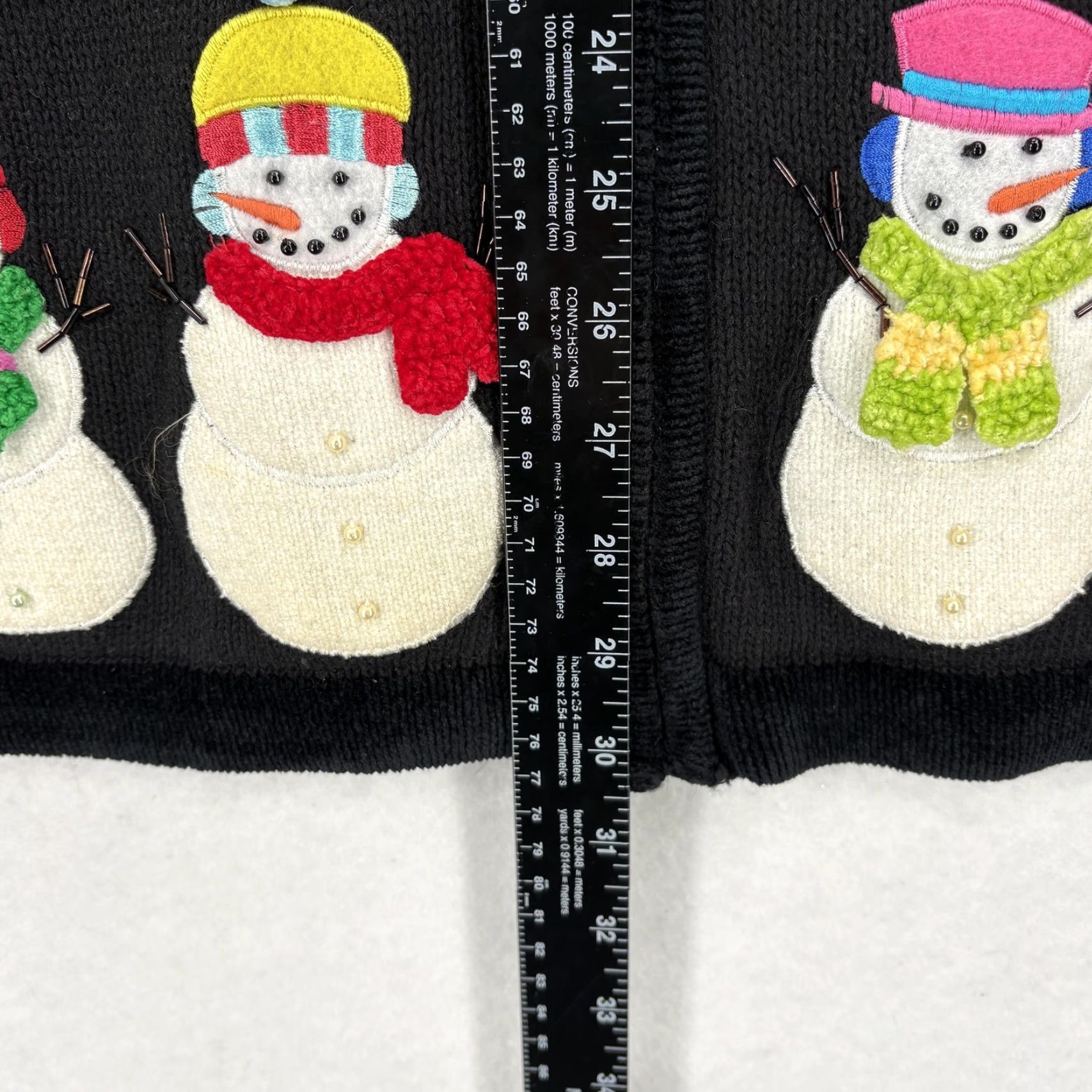 Quacker Factory VINTAGE The Quacker Factory Sweater Womens 2X Black Full Zip Snowman Embellished Size XXL / US 16-18 / IT 52-54 - 6 Thumbnail