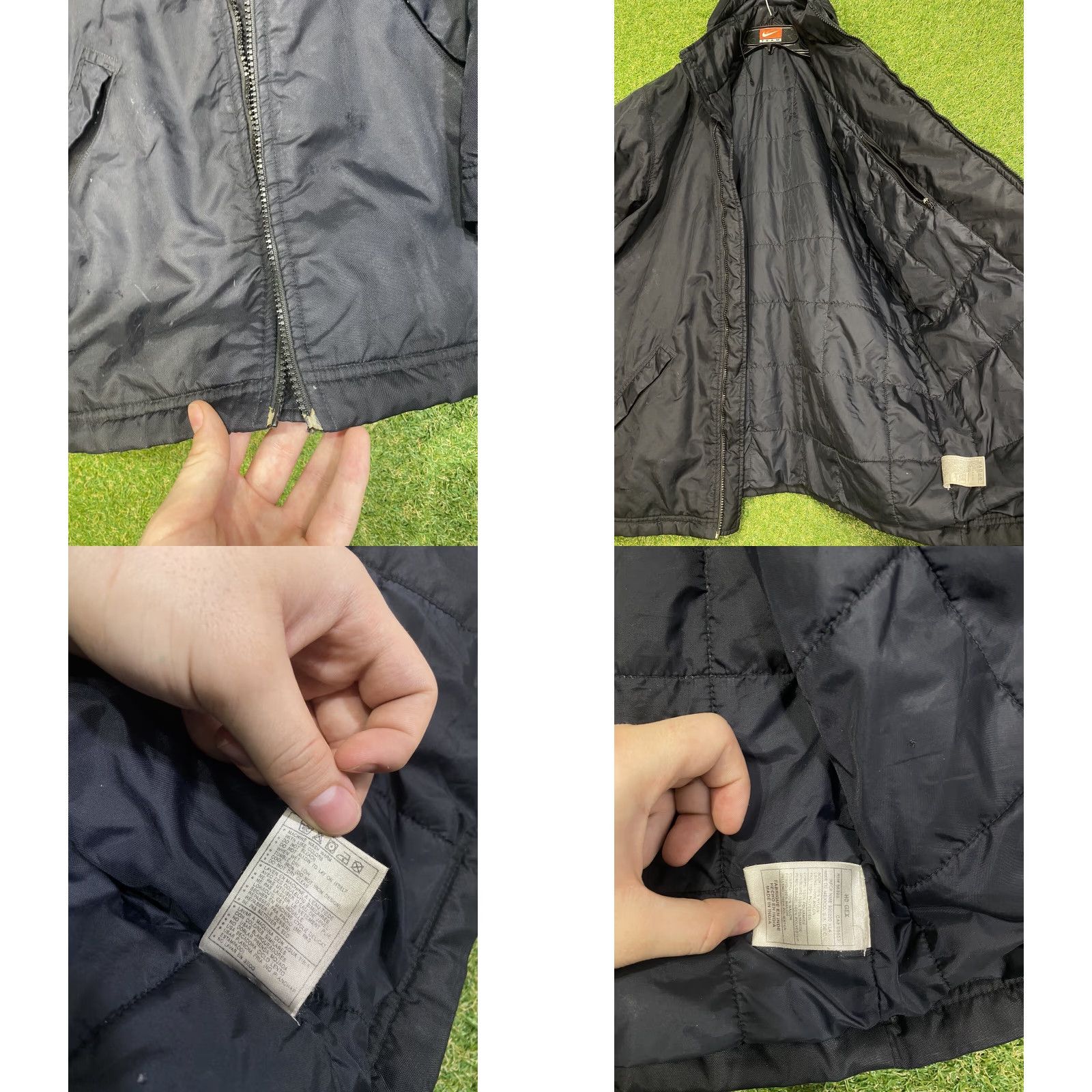 Nike VINTAGE Nike Jacket Mens L Black Puffer Softshell Zip Hooded Logo Big Swoosh Check Wind-Resistant Water-Resistant 90s 00s Y2K Size US L / EU 52-54 / 3 - 8 Thumbnail