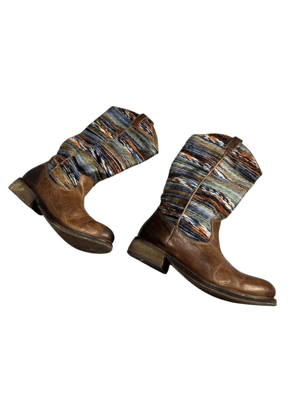 Western Rise Vintage Leather Missoni style Cowboy Boots Western shoes Size US 8 / EU 41 - 2 Thumbnail