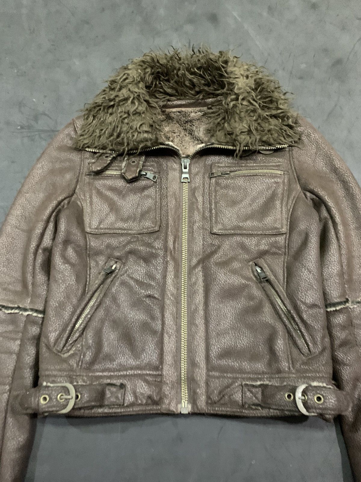 14th Addiction Unknown leather furjacket 14thaddiction styled Size US XXS / EU 40 - 11 Thumbnail