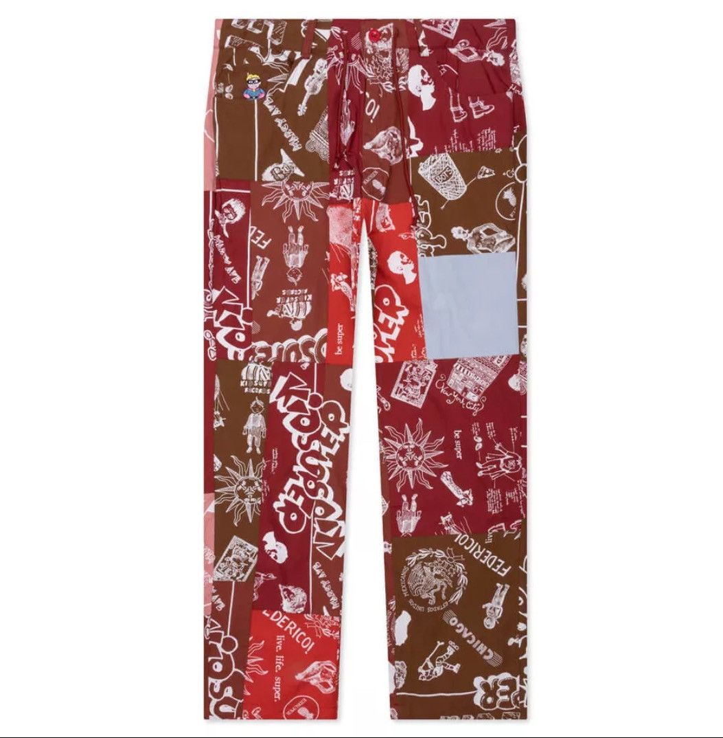 image of Kidsuper Studios Kidsuper Super Patchwork Trousers in Red, Men's (Size 32)
