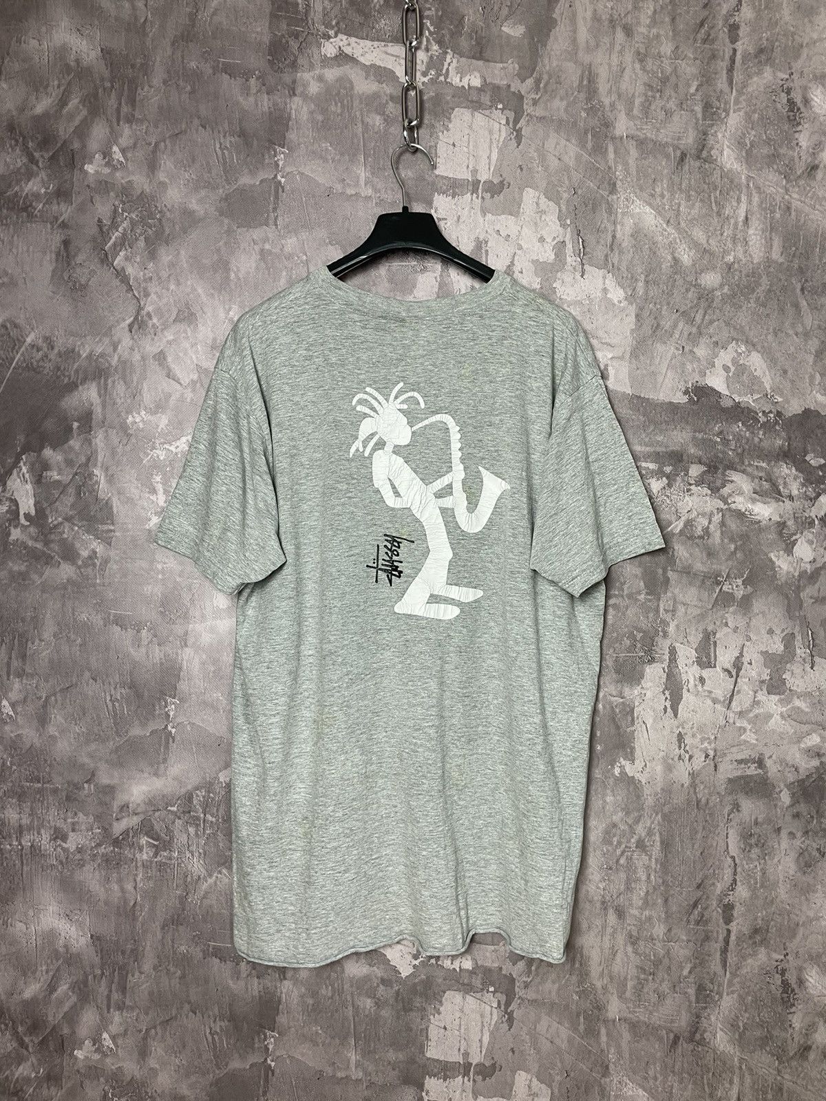Vintage Vintage 90’s Stussy Jazz Man Faded Rasta Stickman T-shirt | Grailed