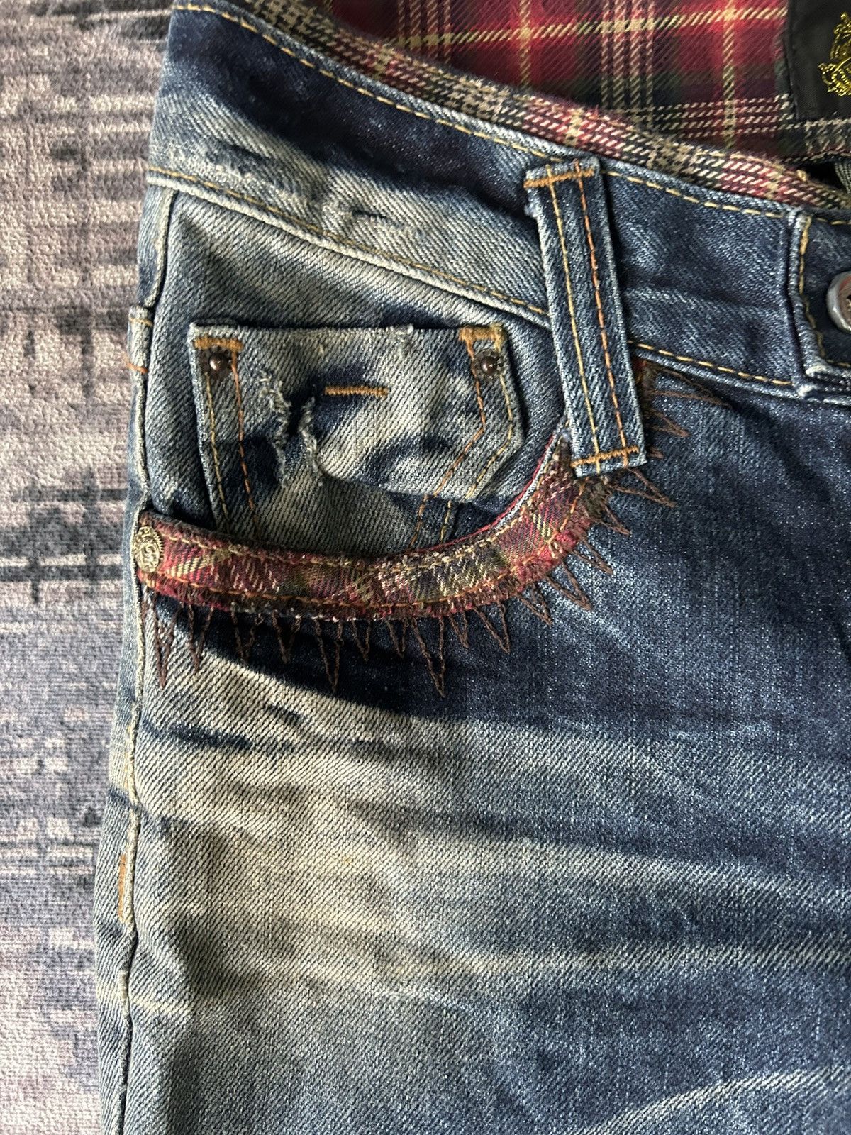 Ed Hardy Red Pepper Flared Punk Skull Jeans Size 29" - 14 Thumbnail