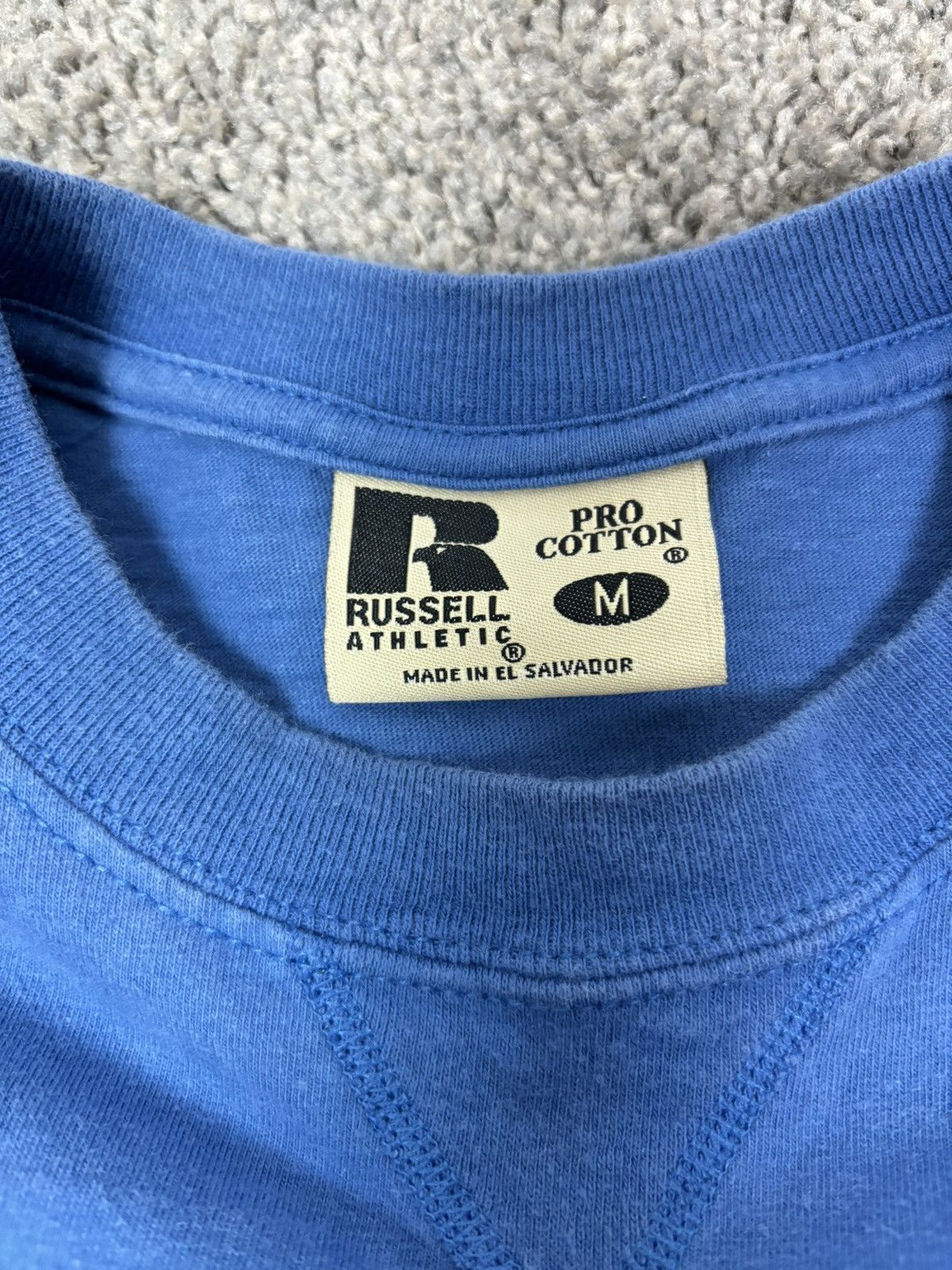 Russell Athletic × Vintage Vintage 90s russell athletic pro cotton blue blank tshirt Size US M / EU 48-50 / 2 - 4 Thumbnail