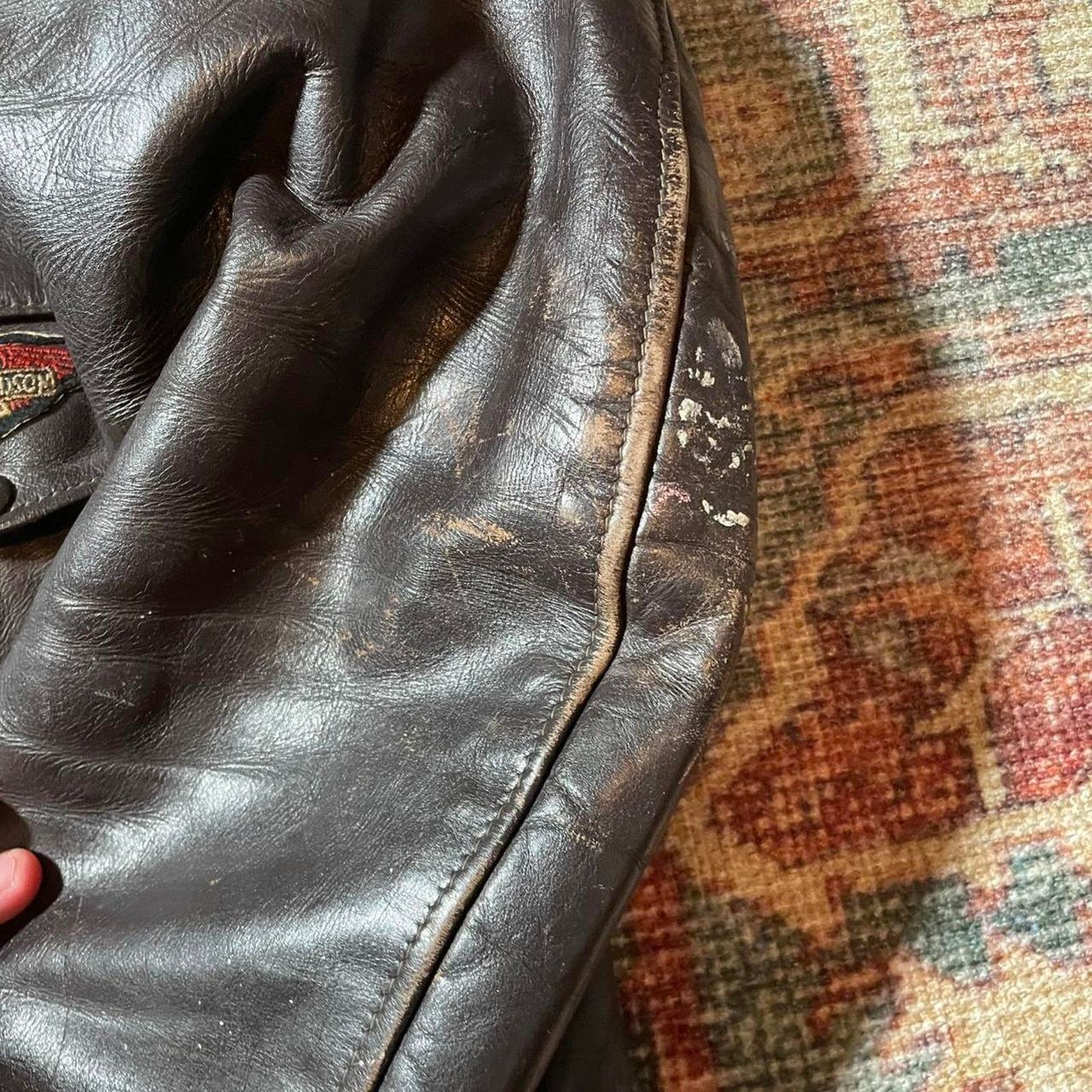 Harley Davidson Vintage 70s Harley Davidson Leather Bomber Fur Collar Size US M / EU 48-50 / 2 - 8 Thumbnail