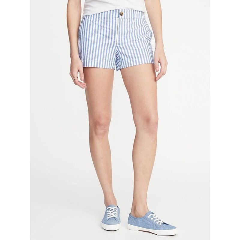 Old Navy Old Navy Everyday Chino Shorts Blue White Stripe Womens 4 Size 27" / US 4 / IT 40 - 6 Thumbnail