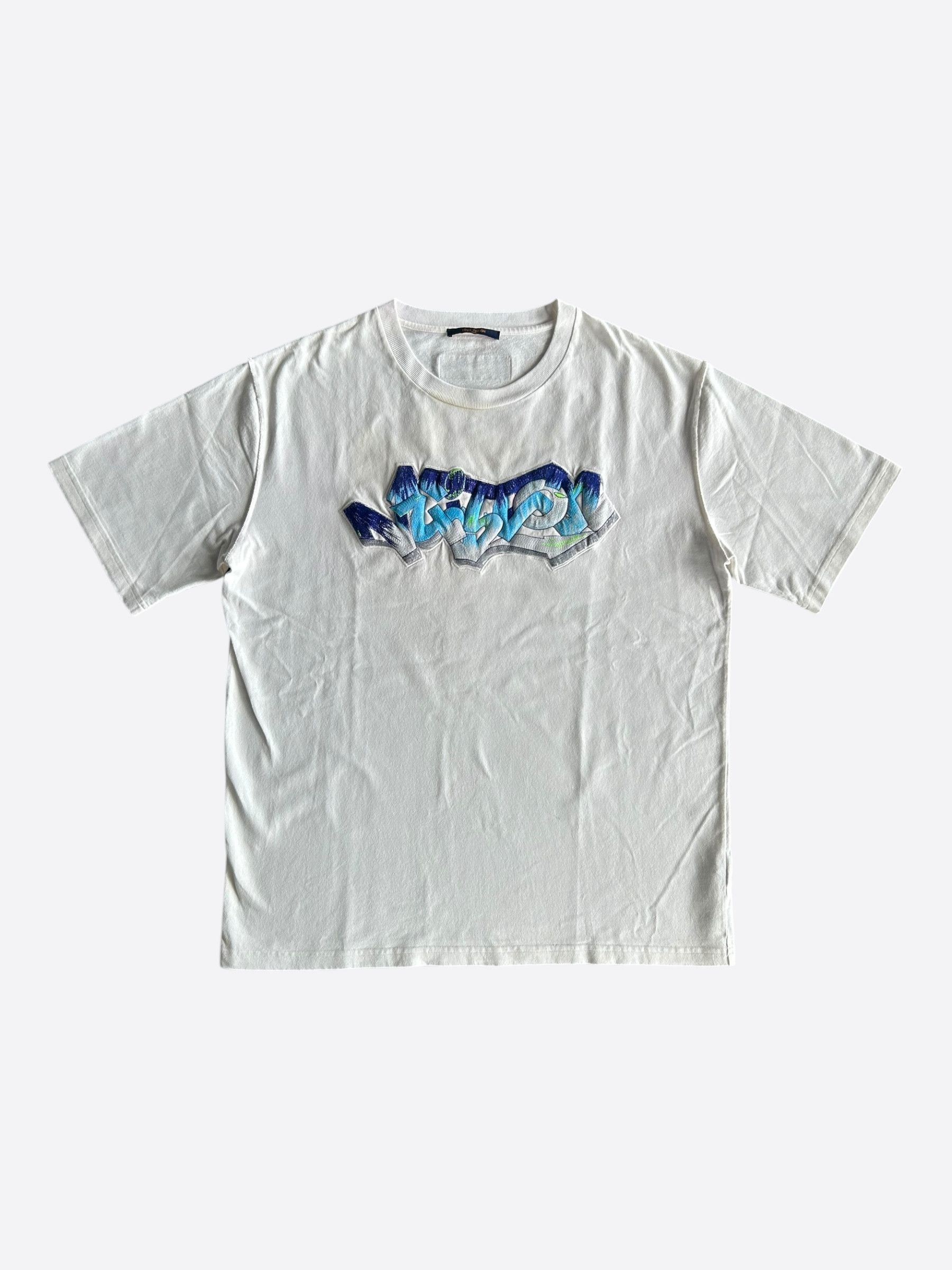 Louis Vuitton Louis Vuitton White Graffiti Logo Embroidered T-Shirt Size US XXL / EU 58 / 5 - 1 Thumbnail
