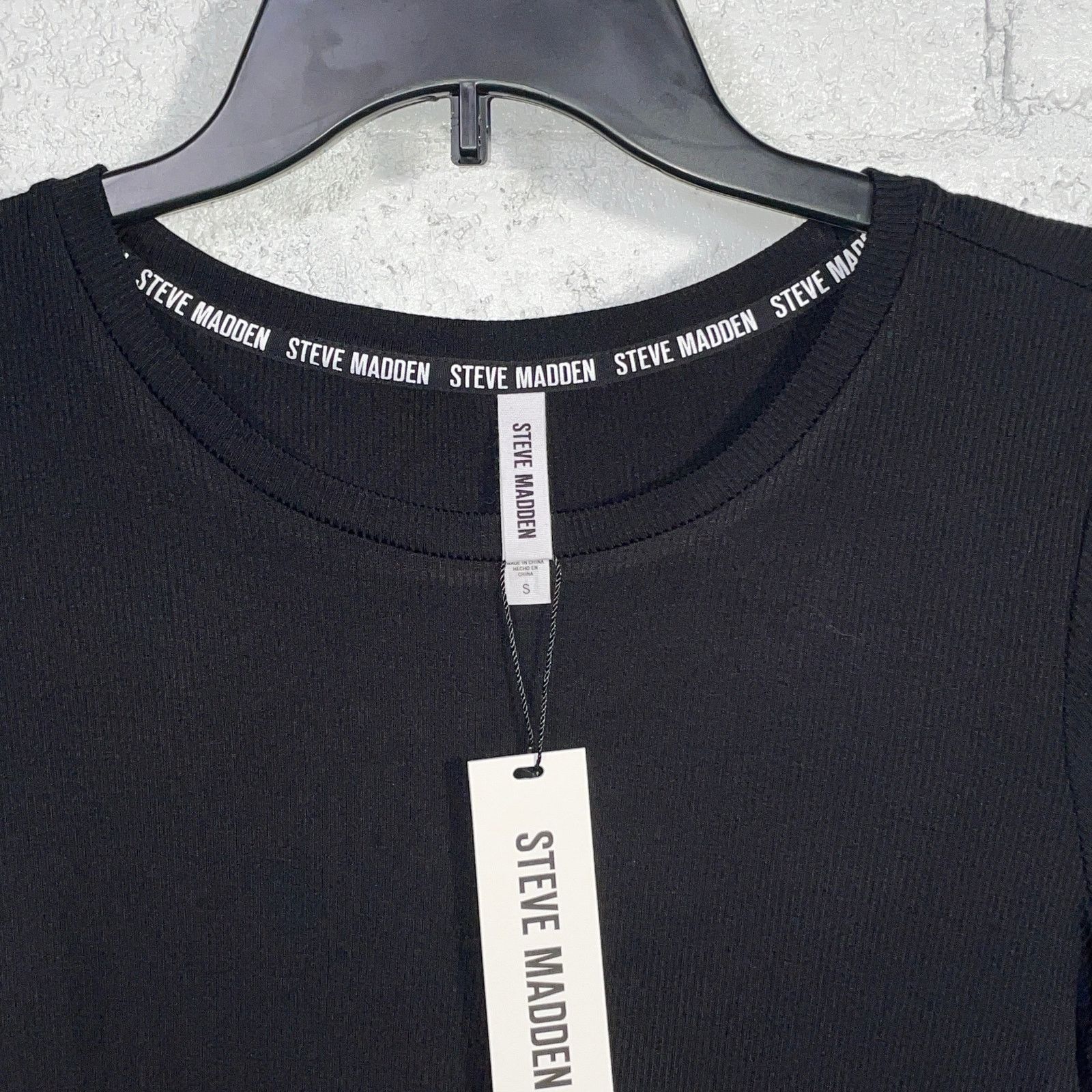 Steve Madden Steve Madden Women's Ribbed Baby Sleep Tee black Small Size 27" / US 4 / IT 40 - 2 Thumbnail