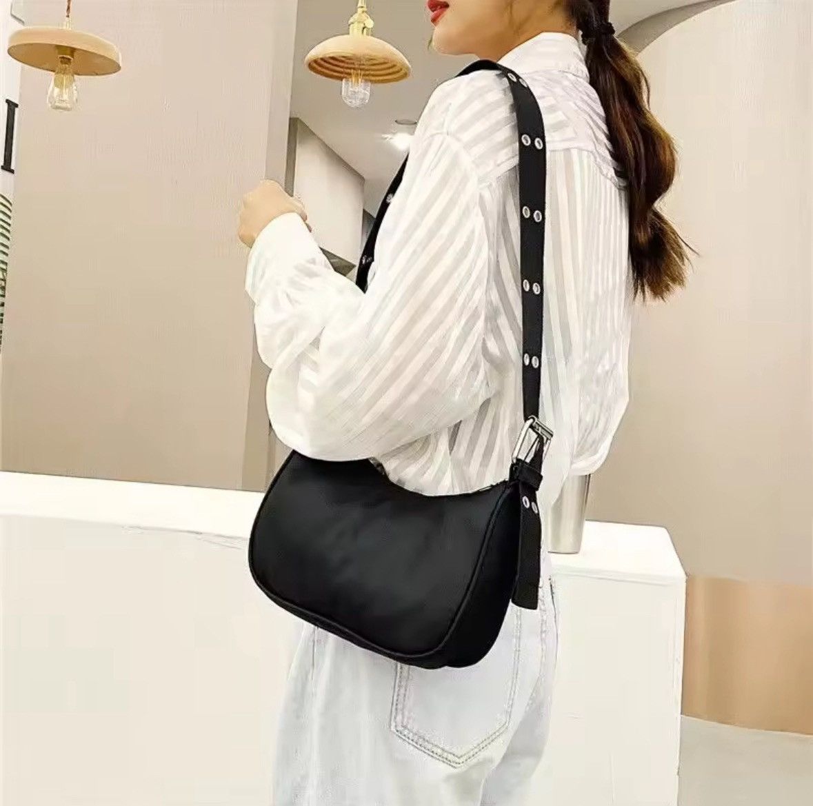 Japanese Brand Casual Shoulder Bags For Women Black Waterproof Size ONE SIZE - 3 Thumbnail