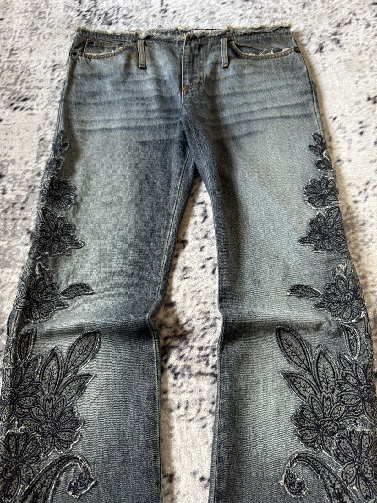 GOSTAR DE FUGA Sportmax Code By Max Mara Ornamental Embroidery Flared Jeans Size US 30 / EU 46 - 3 Thumbnail