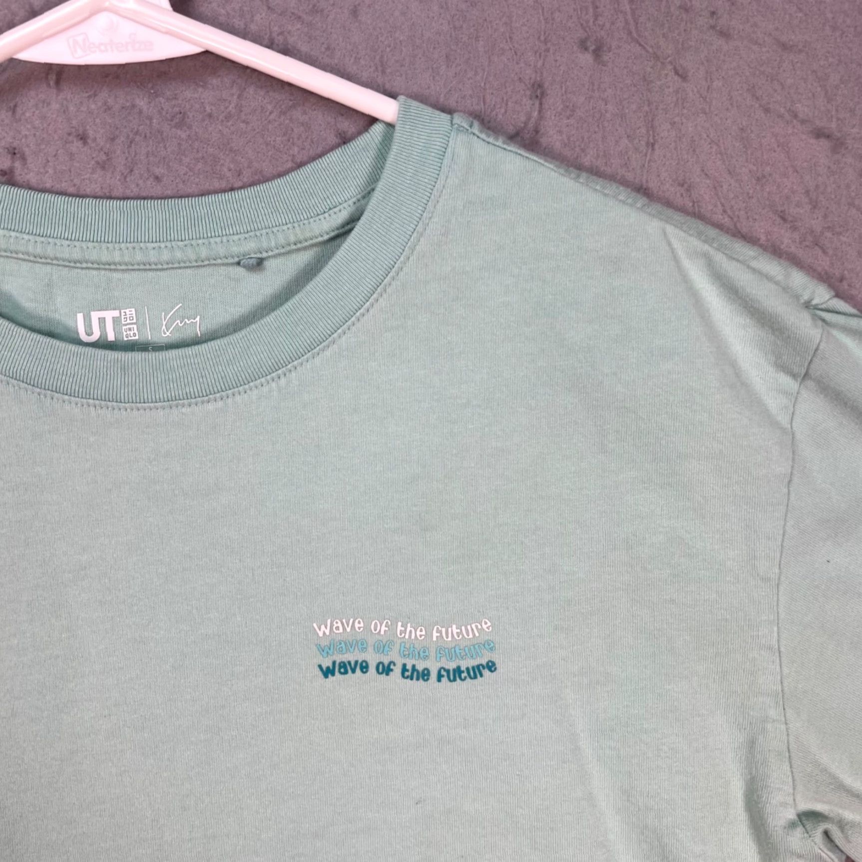 Uniqlo Uniqlo UT x Kenny Wong Womens Size Small Mint Green T-Shirt Wave Of The Future Short Sleeve Crew Neck Cotton Size S / US 4 / IT 40 - 5 Thumbnail