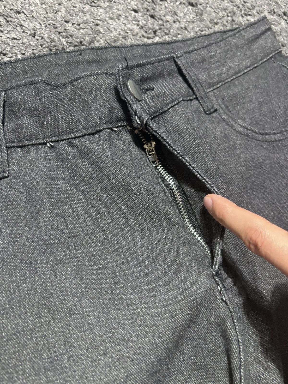 Jean Vintage money talks rare blue white dark gray baggy jeans Size US 35 - 17 Thumbnail