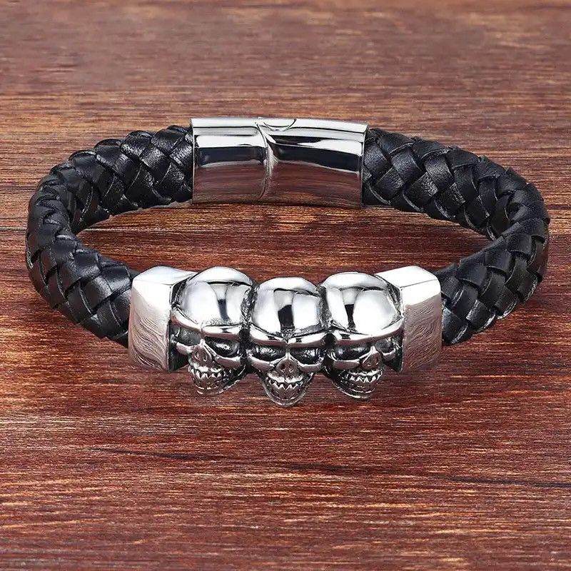 Jewelry Skull Strap Bracelet Goth Punk Chrome Jewelry Size ONE SIZE - 2 Thumbnail