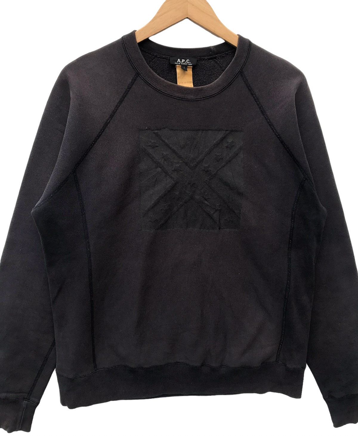 A.P.C. Faded Black Apc French Made Reverse Weave Crewneck Size US M / EU 48-50 / 2 - 5 Thumbnail