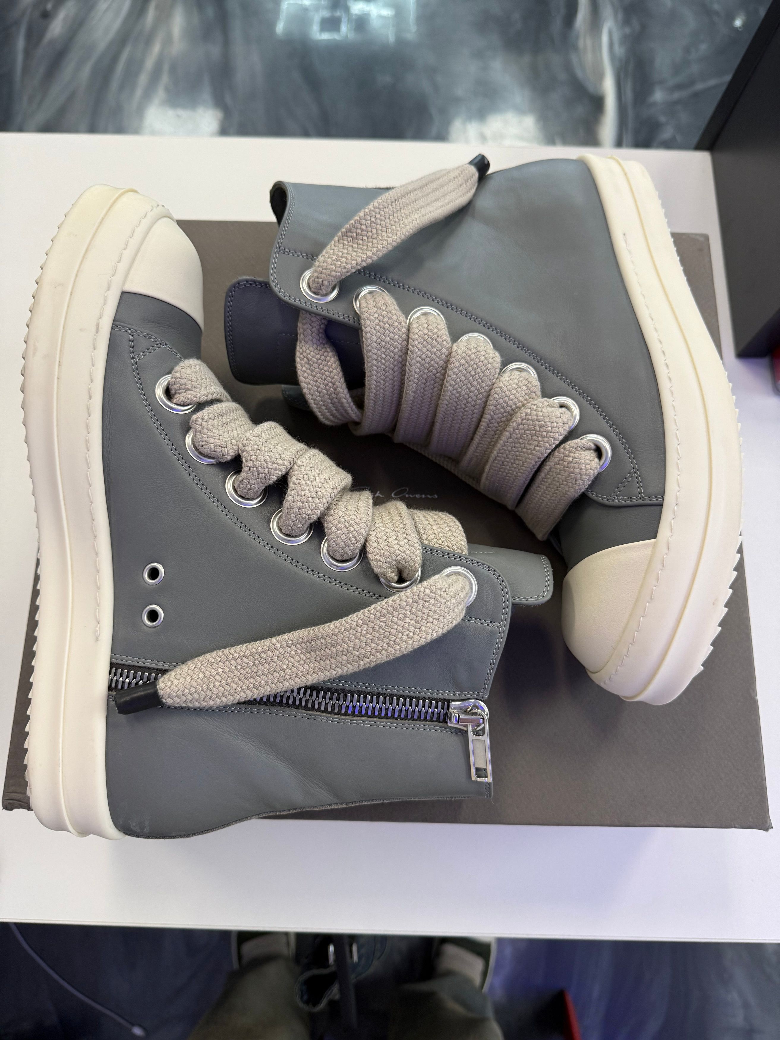 Rick Owens Gray Temple Jumbolace Sneakers Size US 9 / EU 42 - 7 Thumbnail