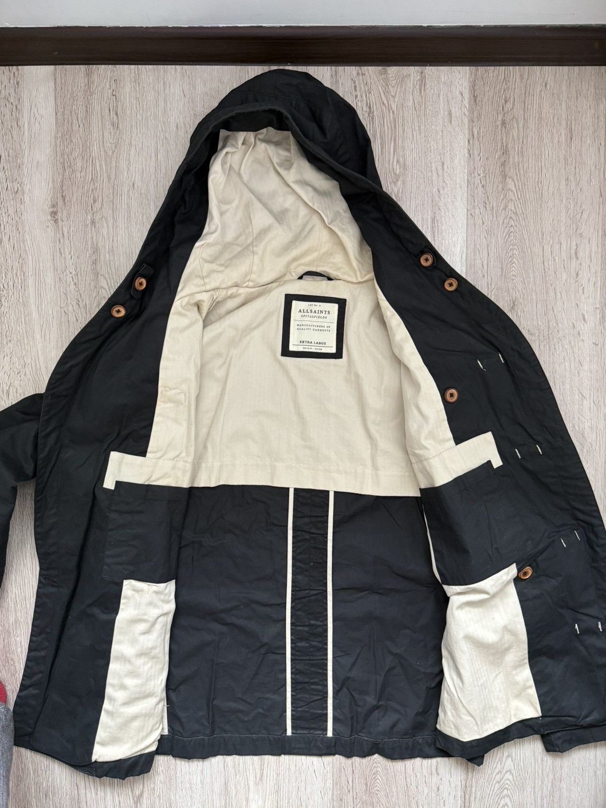 Allsaints AllSaints Valaste Duffle Coat – Black Cotton Hooded Jacket Size US XL / EU 56 / 4 - 15 Thumbnail