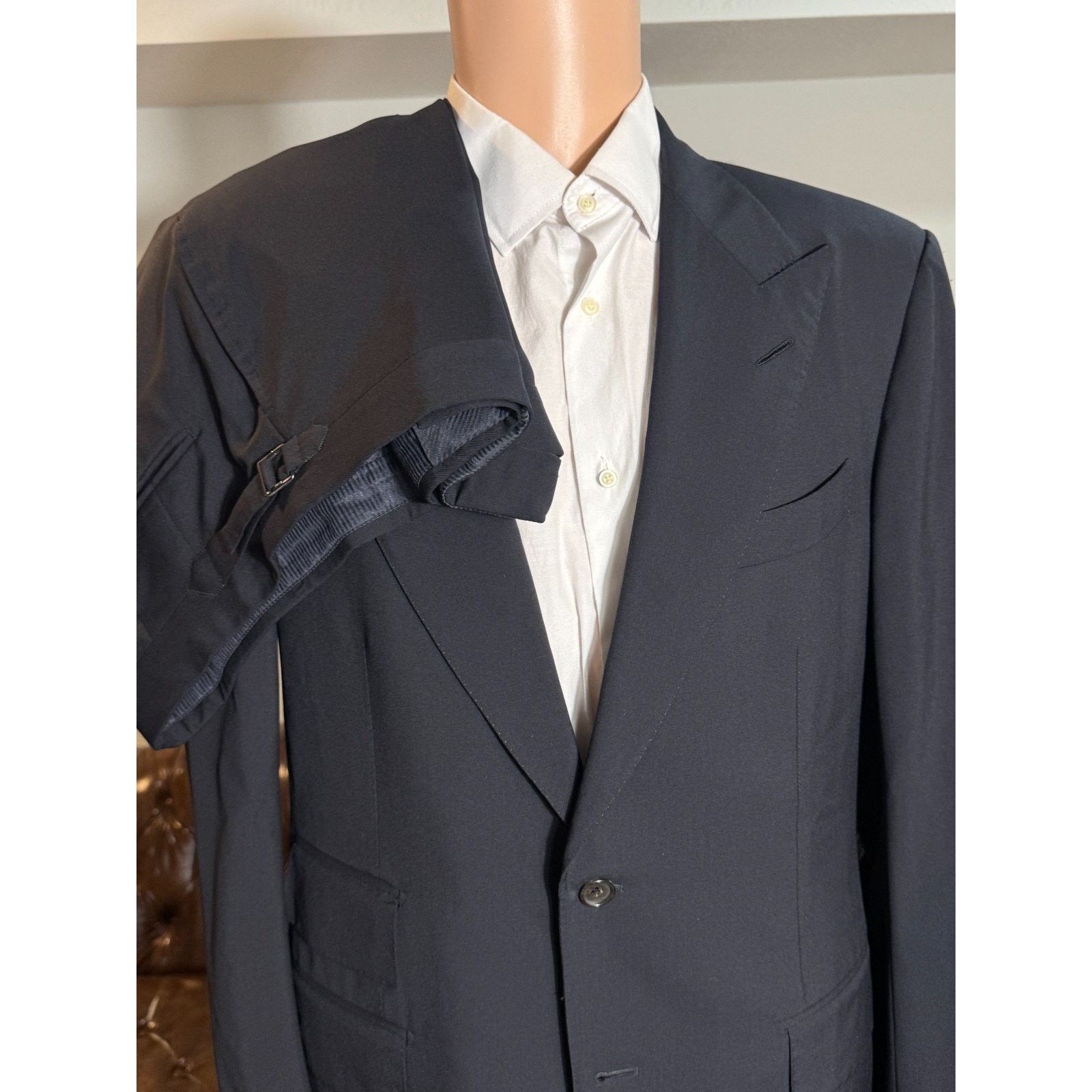 Tom Ford Tom Ford Navy Blue Wool Peak Lapel Suit Windsor 52R 42R Size 42R - 2 Thumbnail