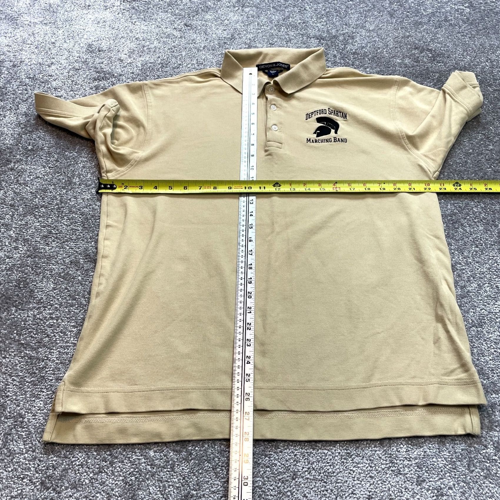 Vintage Devon & Jones Polo Shirt Mens Large Brown Beige Deptford Spartan Marching Band Shirt Knit Short Sleeve Casual Size US L / EU 52-54 / 3 - 7 Thumbnail