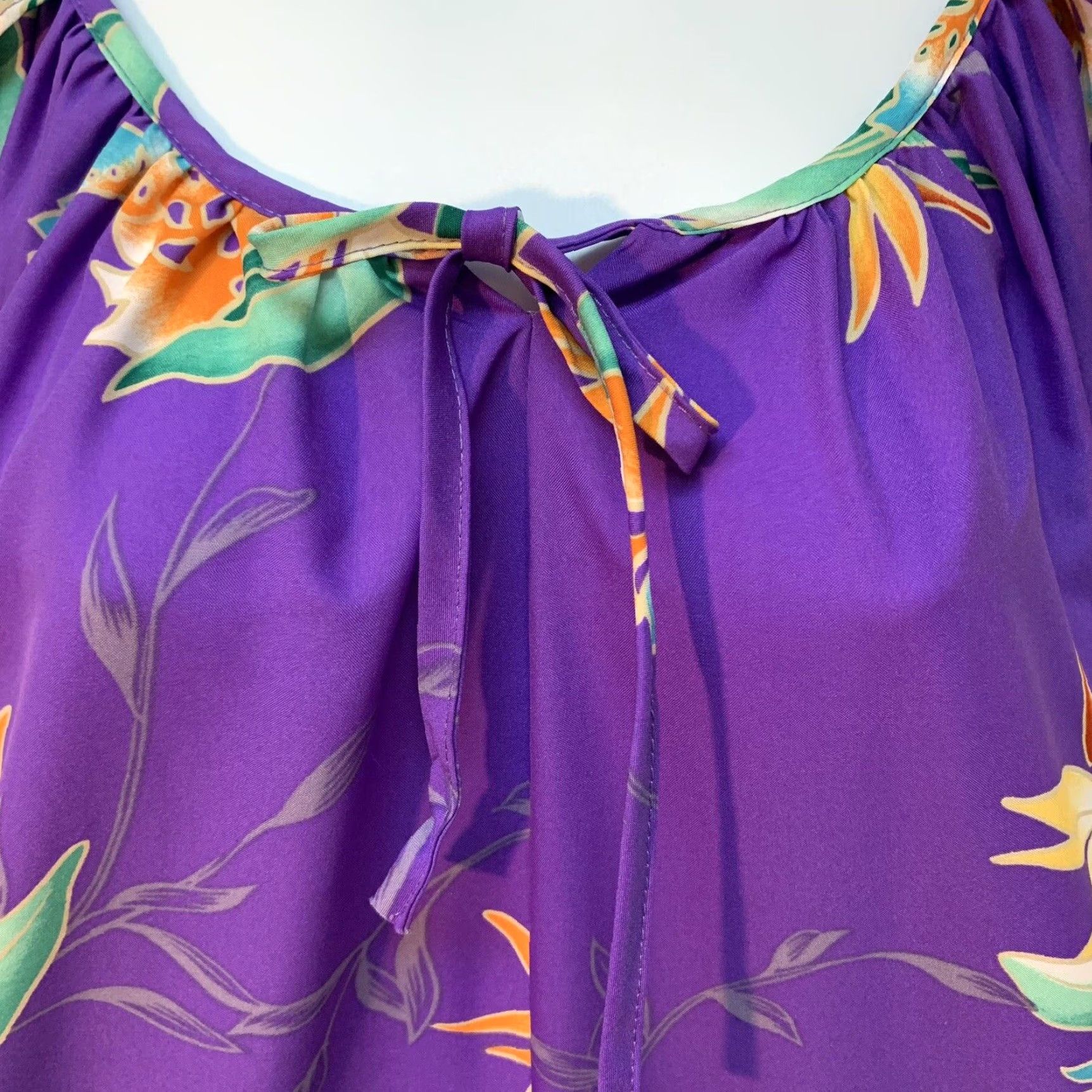Hilo Hattie VINTAGE HILO HATTIE Muumuu Dress Hawaiian Purple Floral Bird of Paradise Women L Size L / US 10 / IT 46 - 4 Thumbnail