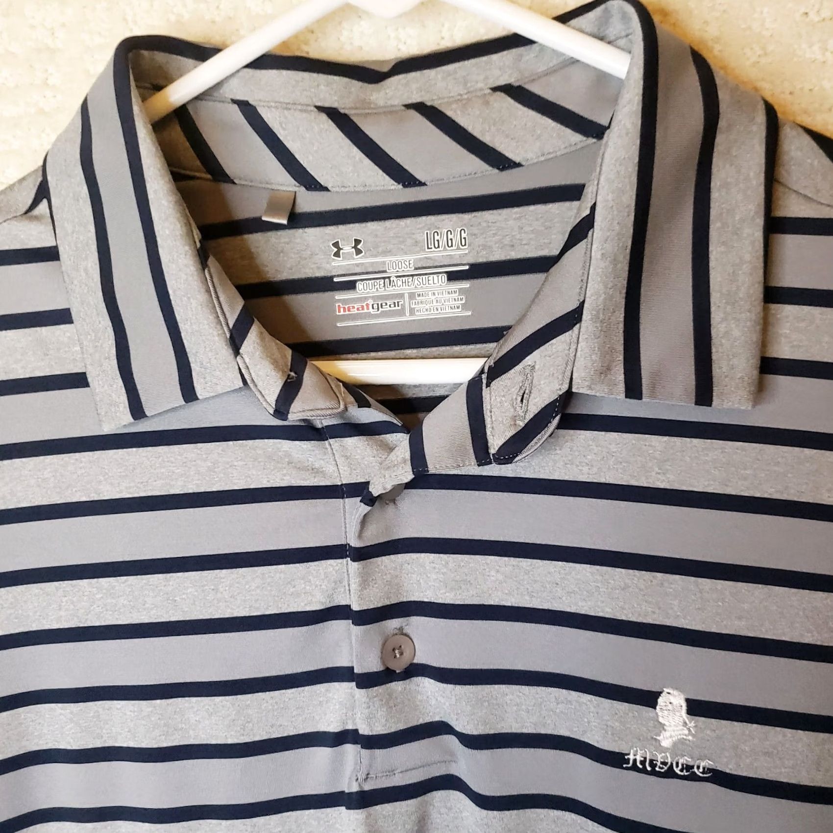 Under Armour Under Armour Heatgear Polo Shirt Mens L Gray Black Striped Golf Short Sleeve Loose Fit Breathable Moisture Wicking Size US L / EU 52-54 / 3 - 4 Thumbnail