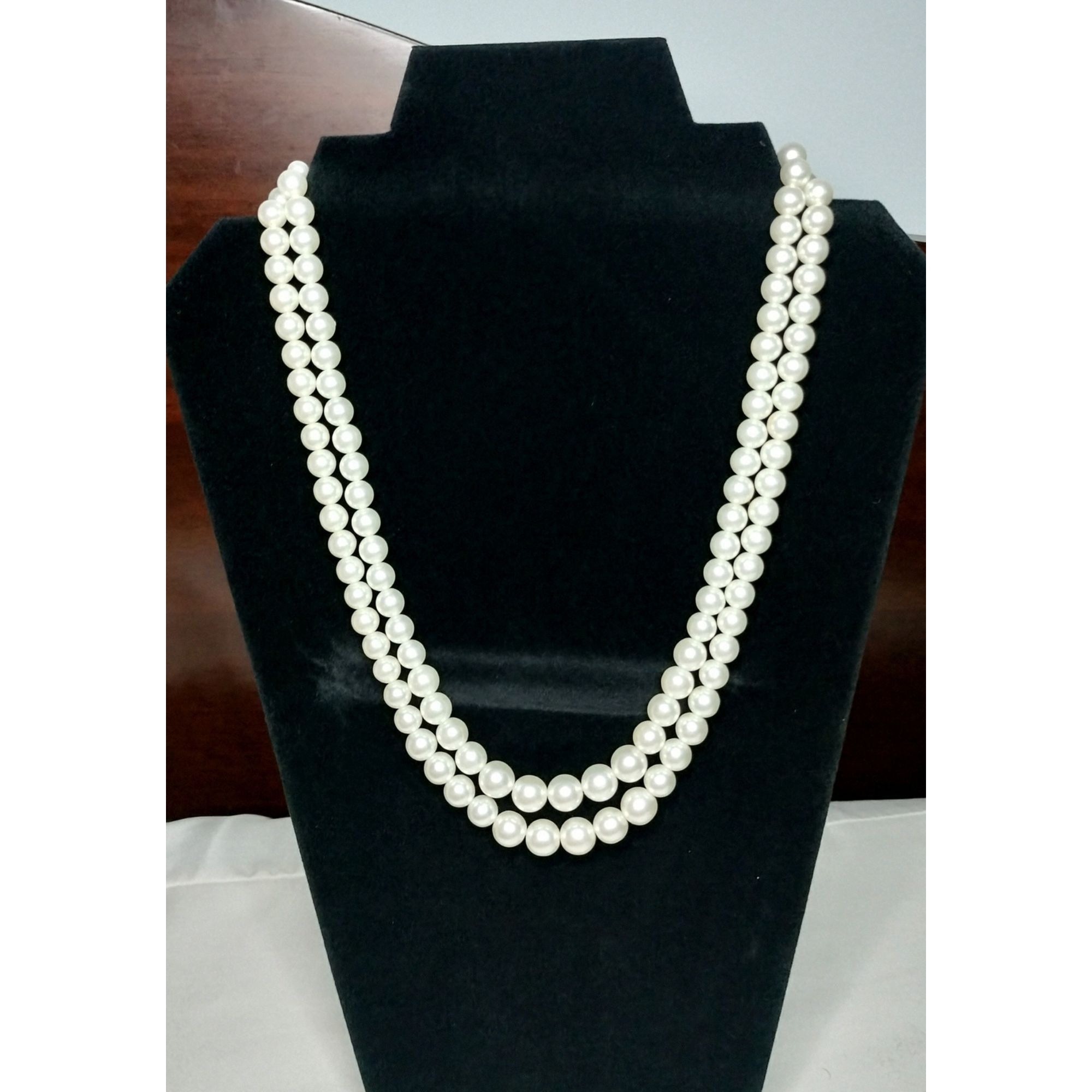 Vintage Vintage Double Strand Faux Pearl Necklace Eggshell Off White Size ONE SIZE - 1 Thumbnail