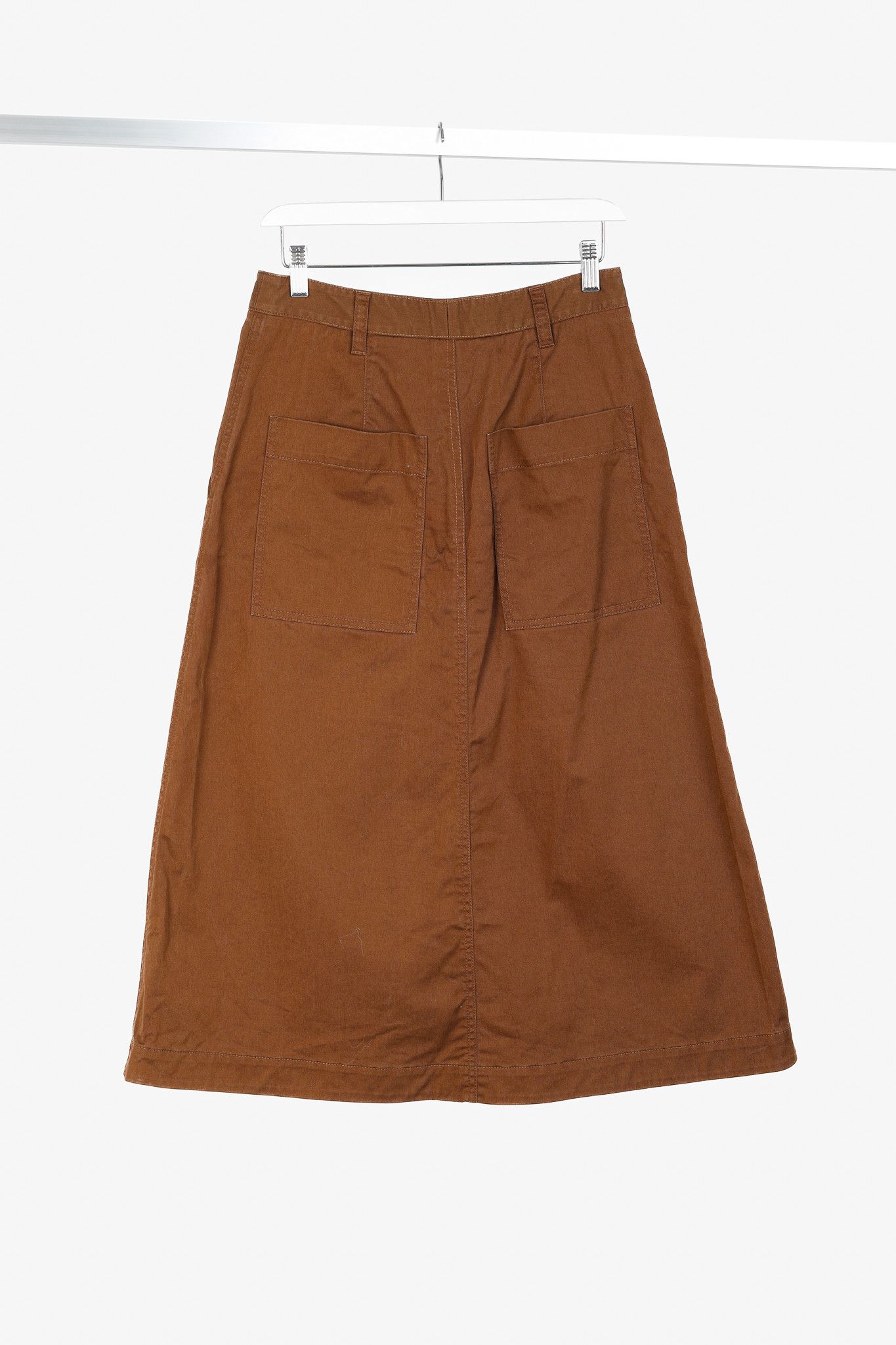 Tibi Tibi Cococa Brown Organic Cotton Twill Maxi Aline Skirt Size 26" / US 2 / IT 38 - 2 Thumbnail