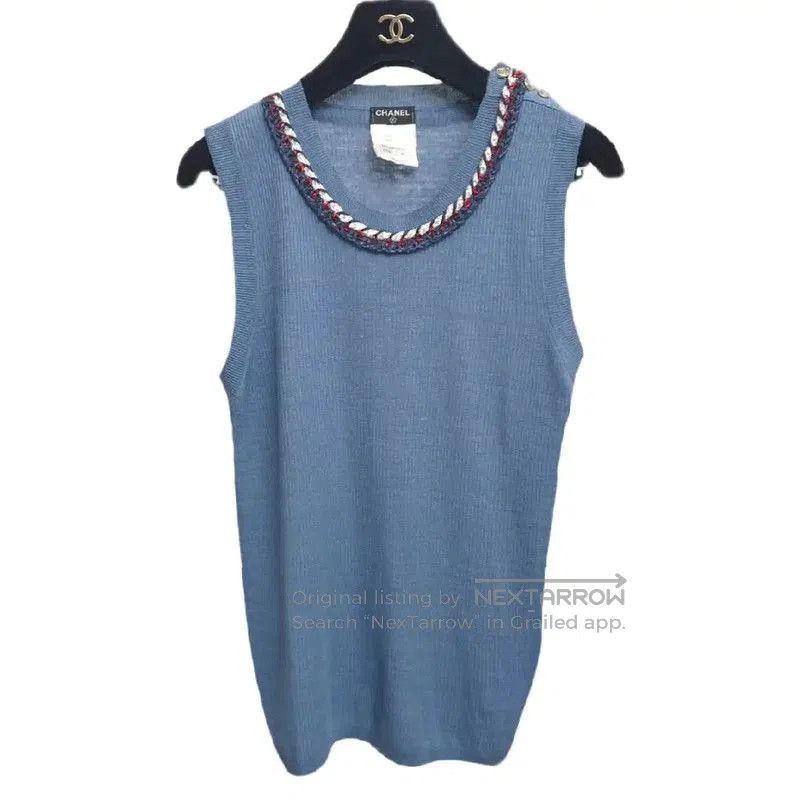 Chanel Chanel Summer Blue Cotton Sleeveless Top . Size S / US 4 / IT 40 - 2 Thumbnail