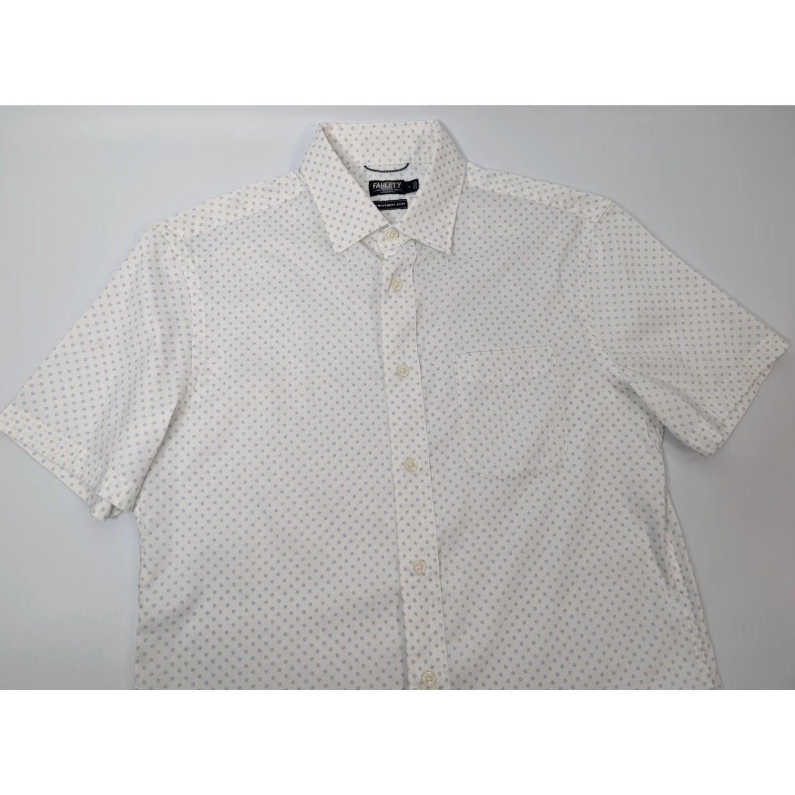 Faherty Faherty Shirt Mens Small The Movement White Geometric Button Down S/S MWS2330 Size US S / EU 44-46 / 1 - 2 Thumbnail