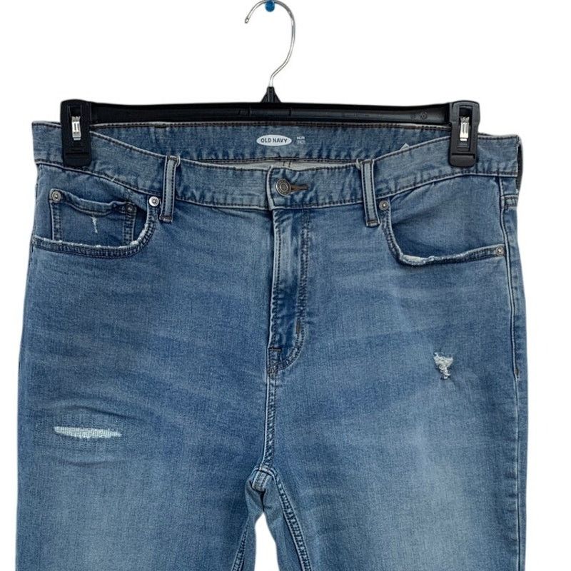 Old Navy Old Navy Mens Size 38X32 Blue Slim Distressed Denim Jeans Size US 38 / EU 54 - 2 Thumbnail