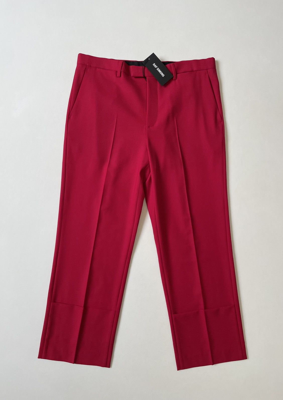 Raf Simons S/S 19 Red Wool Trousers With ‘Double Hem’ Size US 36 / EU 52 - 1 Thumbnail