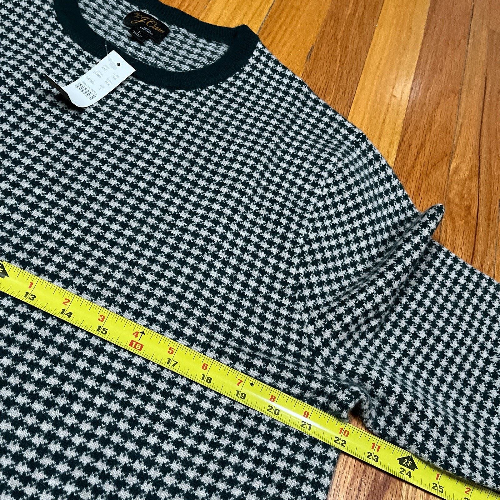 J.Crew NWT J. Crew Cashmere Crewneck Sweater Houndstooth Pattern Size US L / EU 52-54 / 3 - 4 Thumbnail