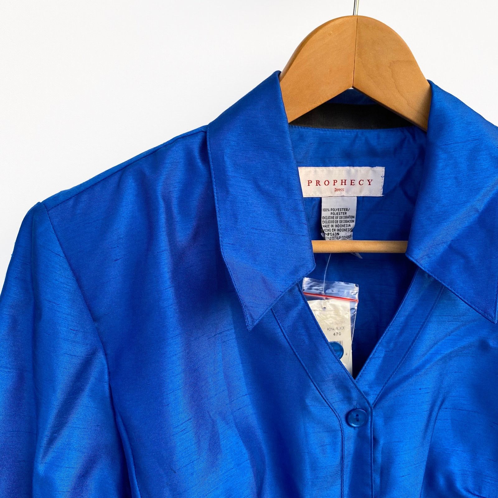 Other Prophecy : NEW $89 Blue Satin Taffeta Blouse : Size 14 Size XL / US 12-14 / IT 48-50 - 3 Thumbnail
