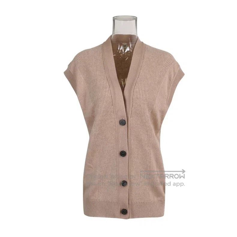Hermes Cashmere Solid Color V-neck Vest