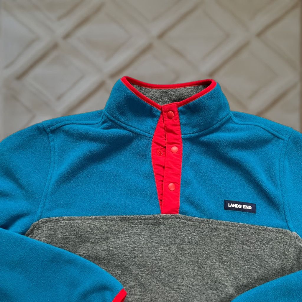 Lands' End Lands' End Fleece Jacket Womens M Outdoor Multicolor 1/4 Snap Button Up Size M / US 6-8 / IT 42-44 - 1 Thumbnail