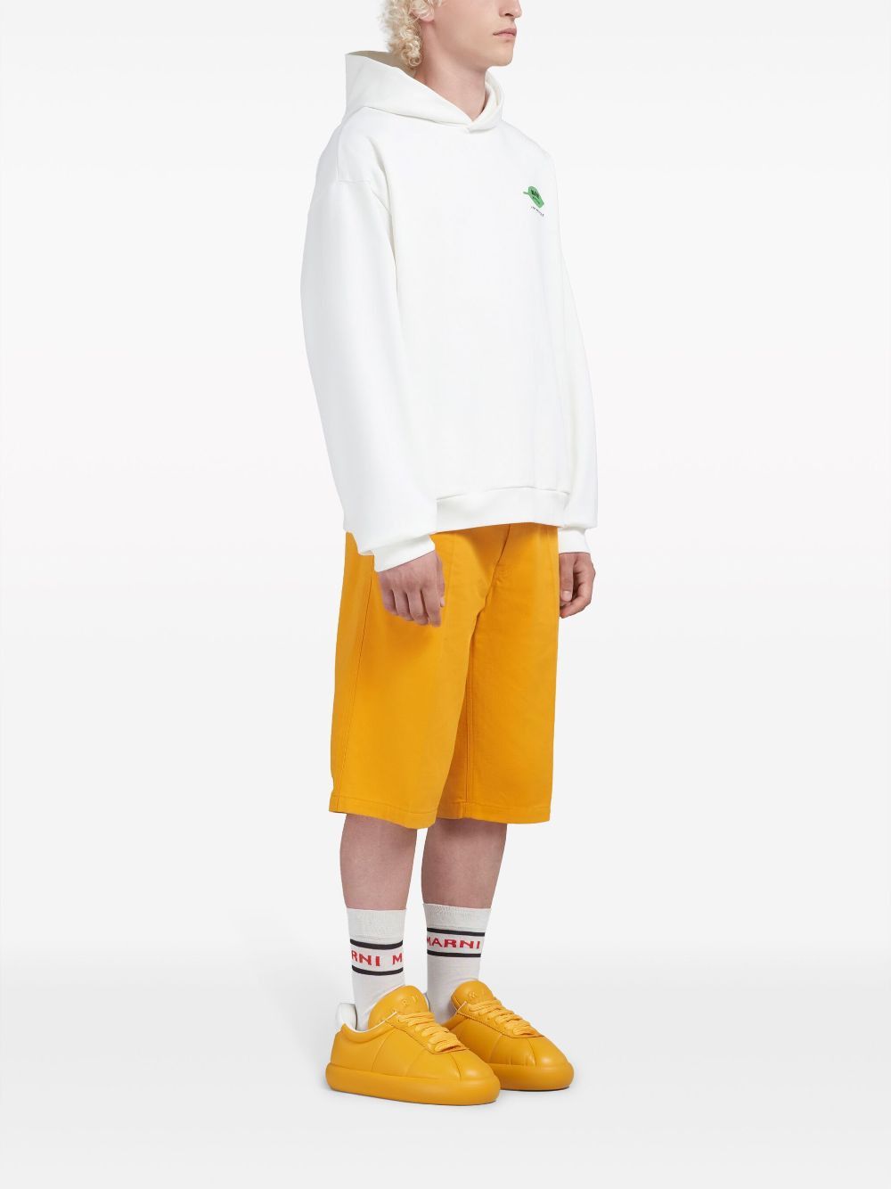 Marni o1w1db10125 Logo-Print Cotton Hoodie in White Size US M / EU 48-50 / 2 - 2 Thumbnail