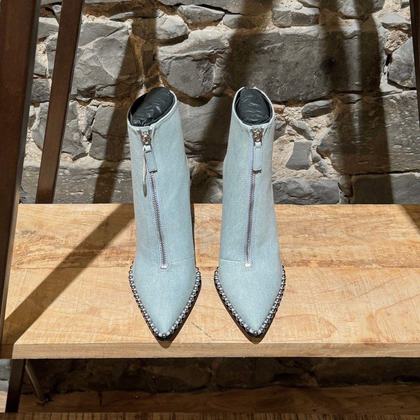 Alexander Wang Alexander Wang Light Blue Denim Eri Studded Ankle Booties Size US 5 / IT 35 - 2 Thumbnail