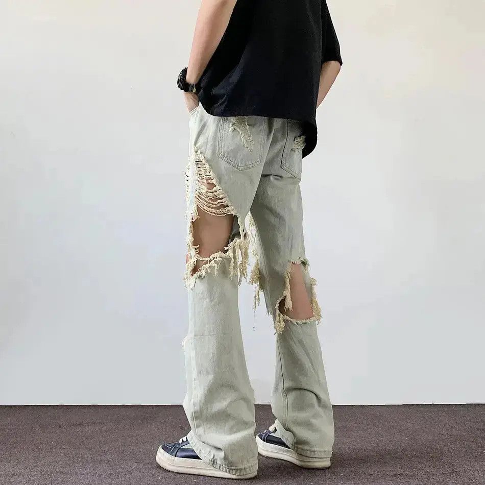 Japanese Brand Retro loose casual straight leg ripped jeans Size US 32 / EU 48 - 2 Thumbnail