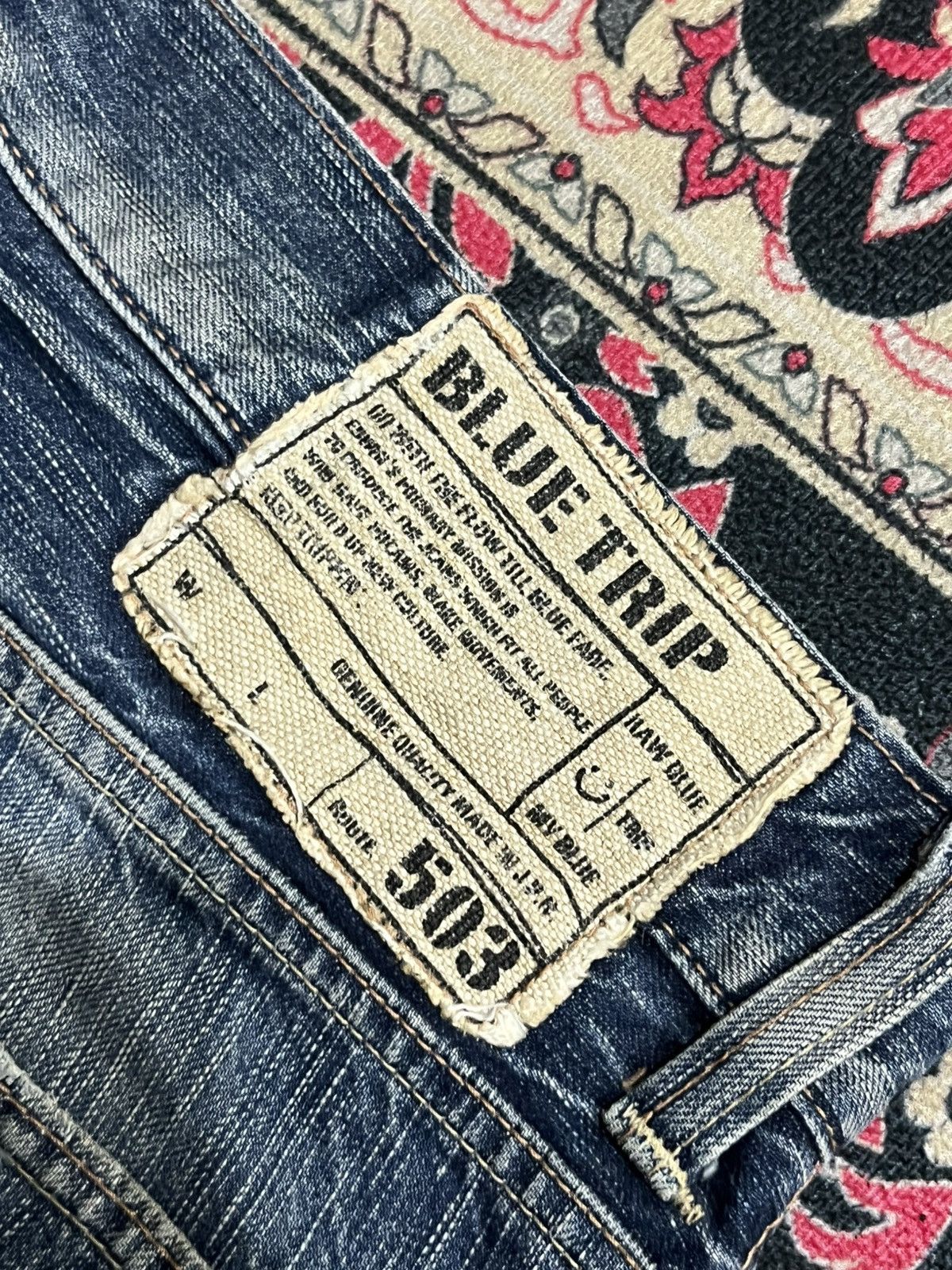 Edwin Edwin 503 Blue Trip Blue Faded Washed Ripped Flare Jeans Size US 32 / EU 48 - 8 Thumbnail